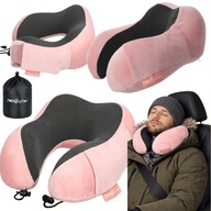 PODUSZKA PODRÓŻNA TURYSTYCZNA NA SZYJĘ ZAGŁÓWEK RÓŻOWA DO SAMOCHODU AUTA