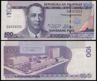 BNB - FILIPINY 100 Piso 2009 DA 333333 # SOLID NUMBER # P194b # UNC
