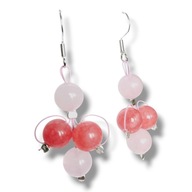 KRJ03 Kolczyki kamienie KWARC RÓŻOWY JADEIT