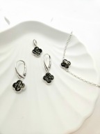 Komplet koniczynki wisiorek bransoletka kolczyki bursztynowe 925