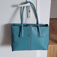 Torba kufer ze skóry elegancka niebieska