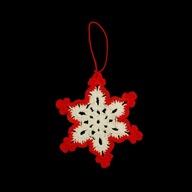 Zawieszka ozdoba szydełkowa na choinkę gwiazdka biało-czerwona 8cm (Z173)