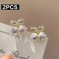 Spinka MINI FIOLETOWA TULIPANY KSIĘŻNICZKA VINTAGE ELEGANCKA ZŁOTA