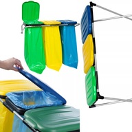 KOSZ NA ŚMIECI DO SEGREGACJI ŚMIECI 3 STANOWISKA NA ŚMIECI STOJAK STELAŻ