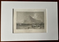 Gibraltar - pejzaż morski - widok na skałę 1837 - C.J. Meyer - staloryt