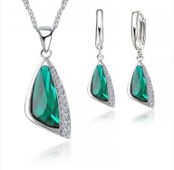 ZK33 Zestaw biżuterii, kolczyki, wisiorek, Łańcuszek , sr. próba 925