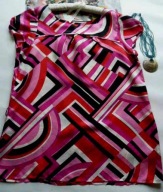 NEW LOOK 16 46 48 bluzka pachy 116 cm amarant fuksja geometryczny wzór