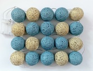 Cotton Balls Girlanda Lampki Kule 20 LED Na Baterie: Art Deco Jeans Złoty