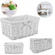 KOSZ WIKLINOWY BIAŁY KOSZYK POJEMNIK DEKORACYJNY POJEMNY DO SALONU 30CM