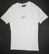 COUTURE CLUB_Cudna BLUZKA męska_biała T-shirt czarne logowana bawełna_M