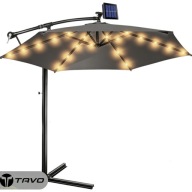 PARASOL OGRODOWY LED DUŻY SOLARNY SKŁADANY Z WYSIĘGNIKIEM OŚWIETLENIEM MEGA