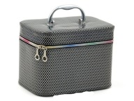 Kuferek kosmetyczka 23x17x13 czerń siateczka romby