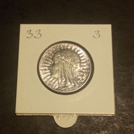 5 ZŁOTYCH / SREBRO /1933 r. / 3 / SUPER STAN