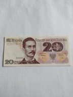 Banknot 20 zł 1982 seria D 5571249 UNC