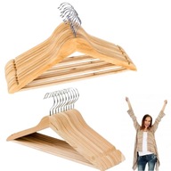 WIESZAKI DREWANIANE NA UBRANIA 10 SZTUK DO SZAFY/GARDEROBY/SYPIALNI