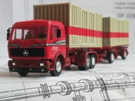 ~*~ ORYGINALNY HERPA..MERCEDES-BENZ NG..Z PRZYCZEPĄ..KONTENERY 20 FT. ~*~