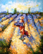 Bogusław Potera obraz olejny płótno LAWENDOWE DZIEWCZYNY