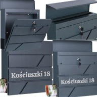 Duża Skrzynka pocztowa z numerem domu na listy wrzutnia Gockowiak szary
