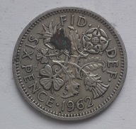 Wielka Brytania 6 pensów 1962 królowa Elżbieta II POLECAM
