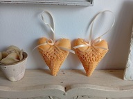 KORONKOWE SERCA DUŻE ZAWIESZKI BAWEŁNA KOMPLET 2 SZTUKI