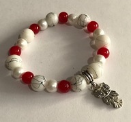 Bransoletka na gumce handmade sowa 16cm rękodzieło