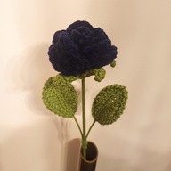 RÓŻA klasyczny kwiat na szydełku 35 cm Granatowa