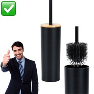 SZCZOTKA SILIKONOWA TOALETOWA WC ŁAZIENKOWA Z POJEMNIKIEM CZARNA | VILDE