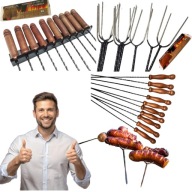 KIJE DO KIEŁBASEK NA GRILL OGNISKO PALENISKO Z WIESZAKIEM I PODPAŁKĄ 10SZT