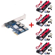 Adapter PCI-E USB Riser SPLITTER + 4x RISER 009s