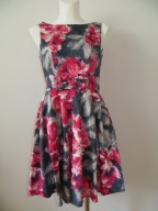 Sukienka damska 36 kwiaty rozkloszowana Debenhams przed kolano vintage