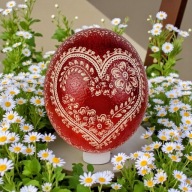 Pisanka ręcznie drapana STRUSIE jajo metoda rytownicza Wielkanoc rękodzieło