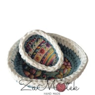 Koszyki wielkanocne zestaw dziergany ze sznurka na szydełku prezent zającz