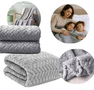 STYLOWY KOC GRUBY NARZUTA NA ŁÓŻKO CIEPŁY PLED 160X200 NA PREZENT SZARY