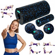 DRFIT ROLLER WAŁEK DO MASAŻU DUOBALL ZESTAW 4 ELEMENTY NIEBIESKIE KROPKI