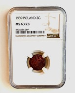 2 grosze 1939 NGC MS 63 RB