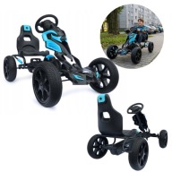 Gokart na pedały duży koła EVA wolny bieg 5-12 lat 60kg błękit