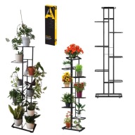 KWIETNIK STOJĄCY METALOWY CZARNY/GRAFIT 8 PÓŁEK WYSOKI NA KWIATY STOJAK