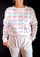 Bluza w pastelowe serca r. M/L wełna z akrylem