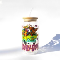 Kubek szklanka z bambusową pokrywką i słomką 550 ml Scooby-Doo Furgonetka