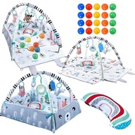 DUŻA MATA EDUKACYJNA DLA DZIECI MIĘKKA INTERAKTYWNA PODUSZKA 20 PIŁEK 4W1