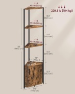 Regał Vasagle 44 cm x 147 cm x 30 cm dąb rustykalny