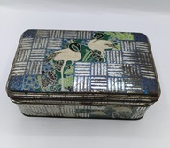 bardzo stara puszka z metalu szkatuła - ptaki - czaple - 20 cm