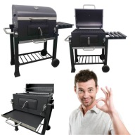 DUŻY GRILL WĘGLOWY ŻELIWNY RUSZT 113,5X50X107 CM OGRODOWY XXL Z POKRYWĄ