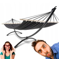 HAMAK OGRODOWY ZE STELAŻEM CZARNY 280x100 DRĄŻEK 120KG DI VOLIO RIMINI