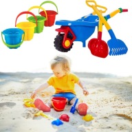 ZESTAW OGRODNIKA TACZKA DO PIASKU PIASKOWNICY GRABIE ŁOPATA AKCESORIA