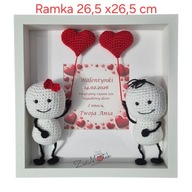 Ramka 3d elegancki prezent walentynkowy personalizow handmade szydełkowe