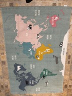 DUŻY 90 x 130 CHODNIK KILIM Z BAWEŁNY BAWEŁNA ECO MAPA ŚWIATA