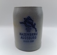 Stary kufel kolekcjonerski - Hasenbräu Augsburg - wnęki z dwóch stron