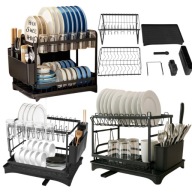 SUSZARKA OCIEKACZ NA SZTUĆCE DO NACZYŃ DWUPOZIOMOWY METALOWY CZARNY