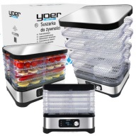 DUŻA Suszarka do Grzybów Owoców Warzyw Yoer INOX +Termoobieg 450W +Timer